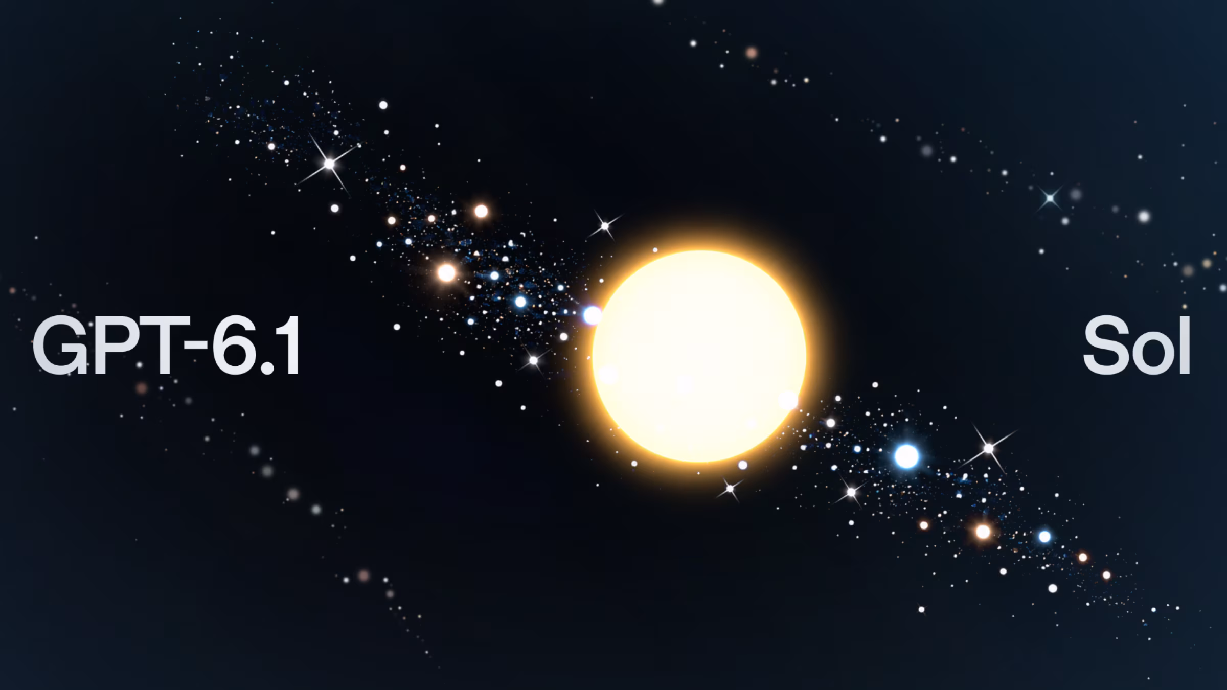 Artwork rasmi GPT-6.1 Sol dengan visual matahari dan latar bintang.