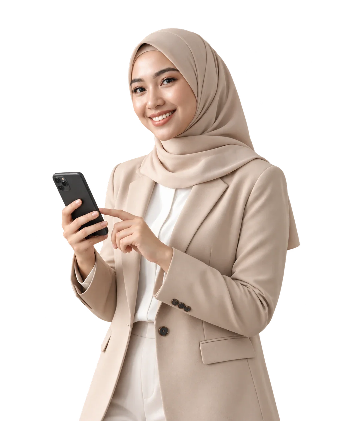 Alya memegang telefon, sedia menjawab soalan